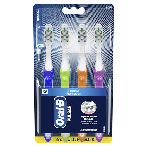 Buy now Oral-B Toothbrush, Vibrating Plaque Remover Pulsar, Vibrating Battery Toothbrush, Soft, 4 Count at indiglob india