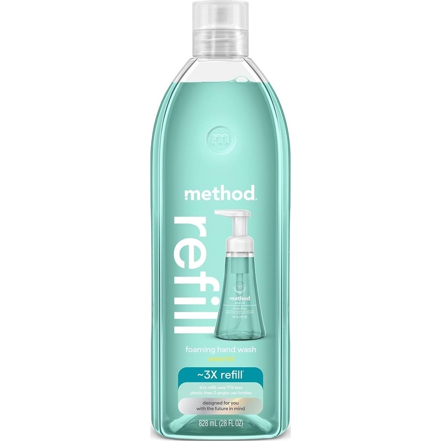 method Foaming Hand Wash Refill, Waterfall, 28 fl oz | Refills Up to 3X, Hydrates & Softens Skin, Designed for Gentle Everyday Cleansing, With Notes of Water Lily & Sandalwood