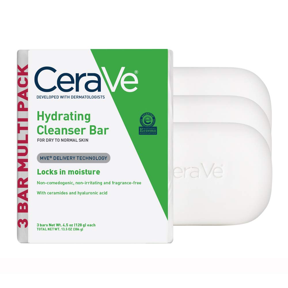 Buy now CeraVe Hydrating Cleanser Bar - Soap-Free Body and Facial Cleanser with 5% Moisturizing Cream - 4.5 Ounce Bar 4.5 Ounce (Pack of 3) at indiglob india