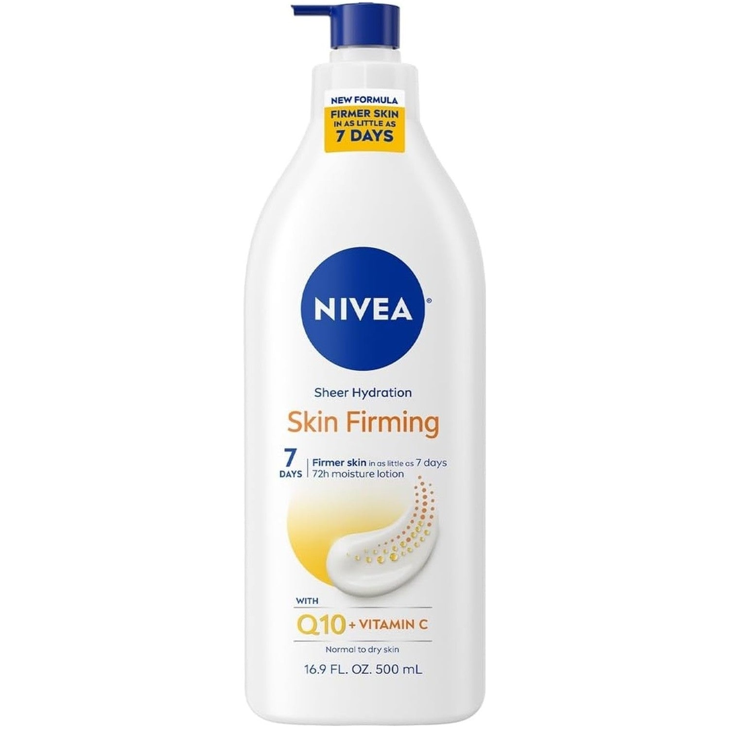 NIVEA Sheer Hydration Skin Firming Body Lotion, 33.8 FL OZ | Skin Firming Body Lotion with Q10 and Vitamin C, 72-Hour Moisturizing Lotion For Normal to Dry Skin, Paraben Free