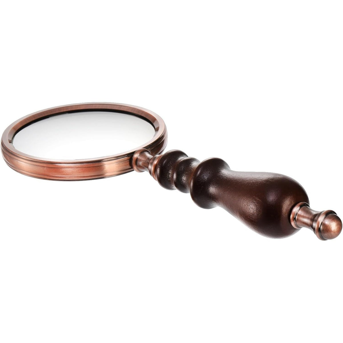 Hiceeden 10X Antique Magnifying Glass, Brass Handheld Magnifier with Wooden Handle, Decorative Reading Magnifying Lens, Vintage Gift for Elderly, Senior