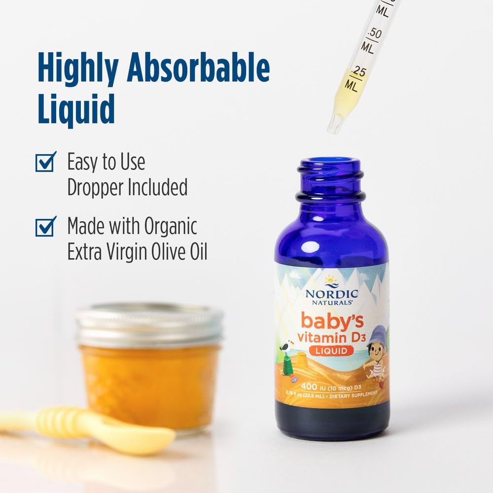 Nordic Naturals Baby Vitamin D Drops, 400 IU D3 for Infants - 0.76 oz