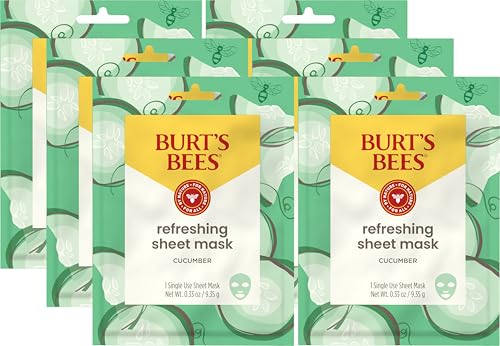 Buy now Burt's Bees Refreshing Sheet Face Mask with Cucumber, Pack of 6 at indiglob india