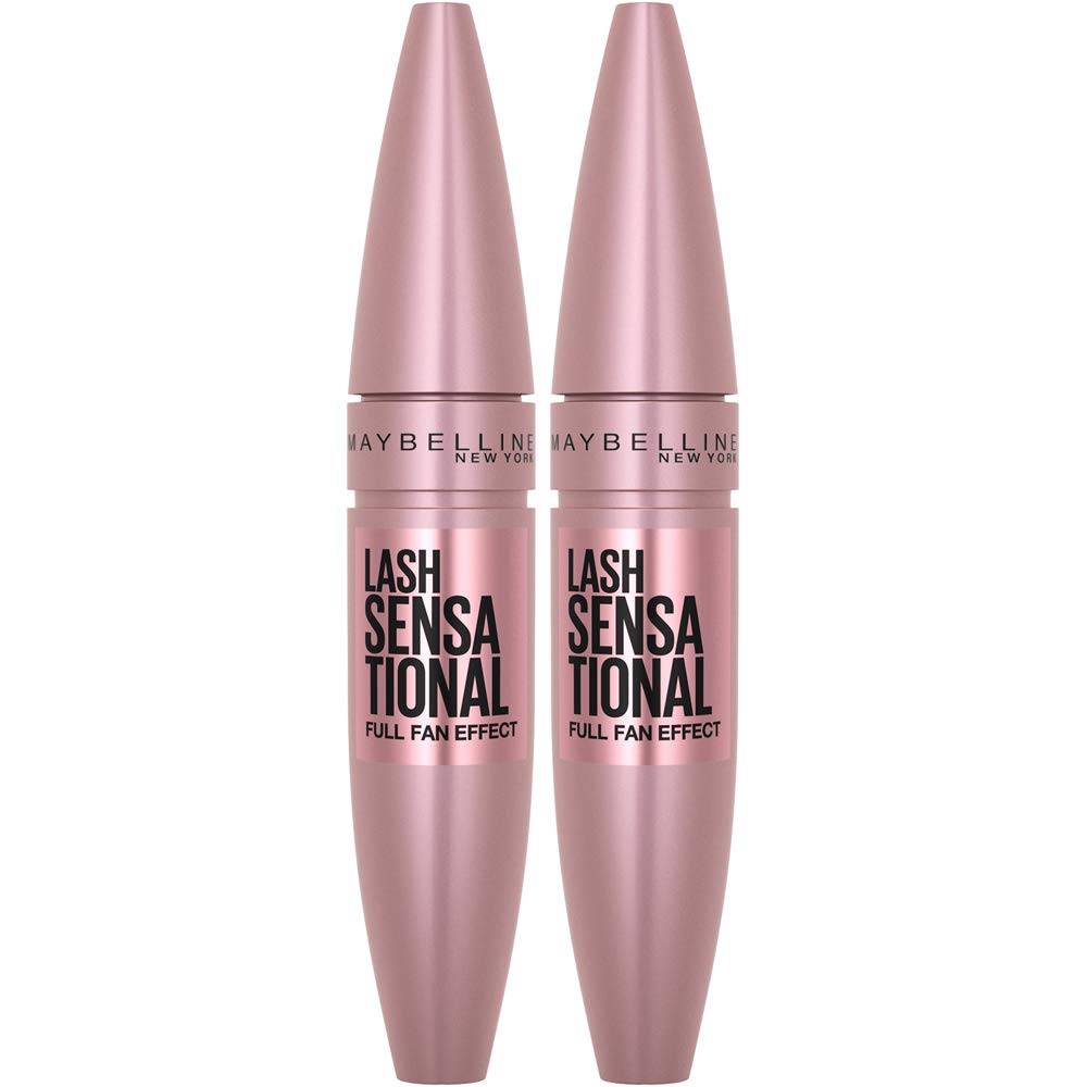Buy now Maybelline Lash Sensational Washable Mascara, Lengthening and Volumizing for a Full Fan Effect, Blackest Black, 2 Count at indiglob india