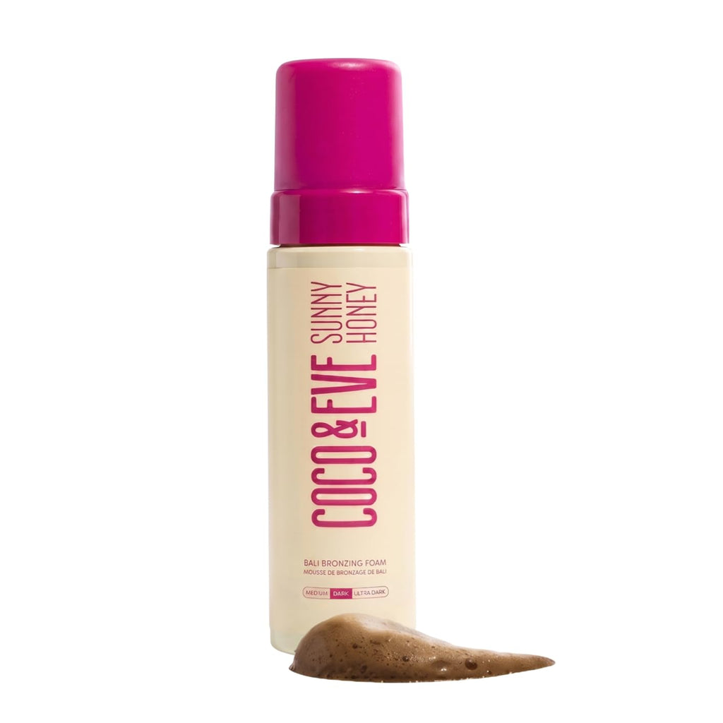 Coco & Eve Sunny Honey Bronzing Self Tanner Mousse - Dark, 6.7 fl oz | Sunless Self Tan for Body & Face, Bali Bronzing Tanning Foam, Natural Looking Glow for Women & Men, Bronzes Skin, Streak Free