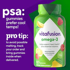 Buy now Vitafusion Omega-3 Gummy Vitamins, Berry Lemonade Flavored, Heart Health Vitamins(1) With Omega 3 EPA/DHA and Vitamins A, C, D and E, Americaâ€™s Number 1 Vitamin Brand, 60 Day Supply, 120 Count at indiglob india