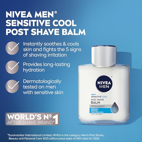 Buy now NIVEA MEN Sensitive Cool Post Shave Balm, Enriched with Chamomile and Seaweed Extracts, Alcohol Free After Shave Balm for Men, 3.3 Fl Oz Bottle, Pack of 3 at indiglob india