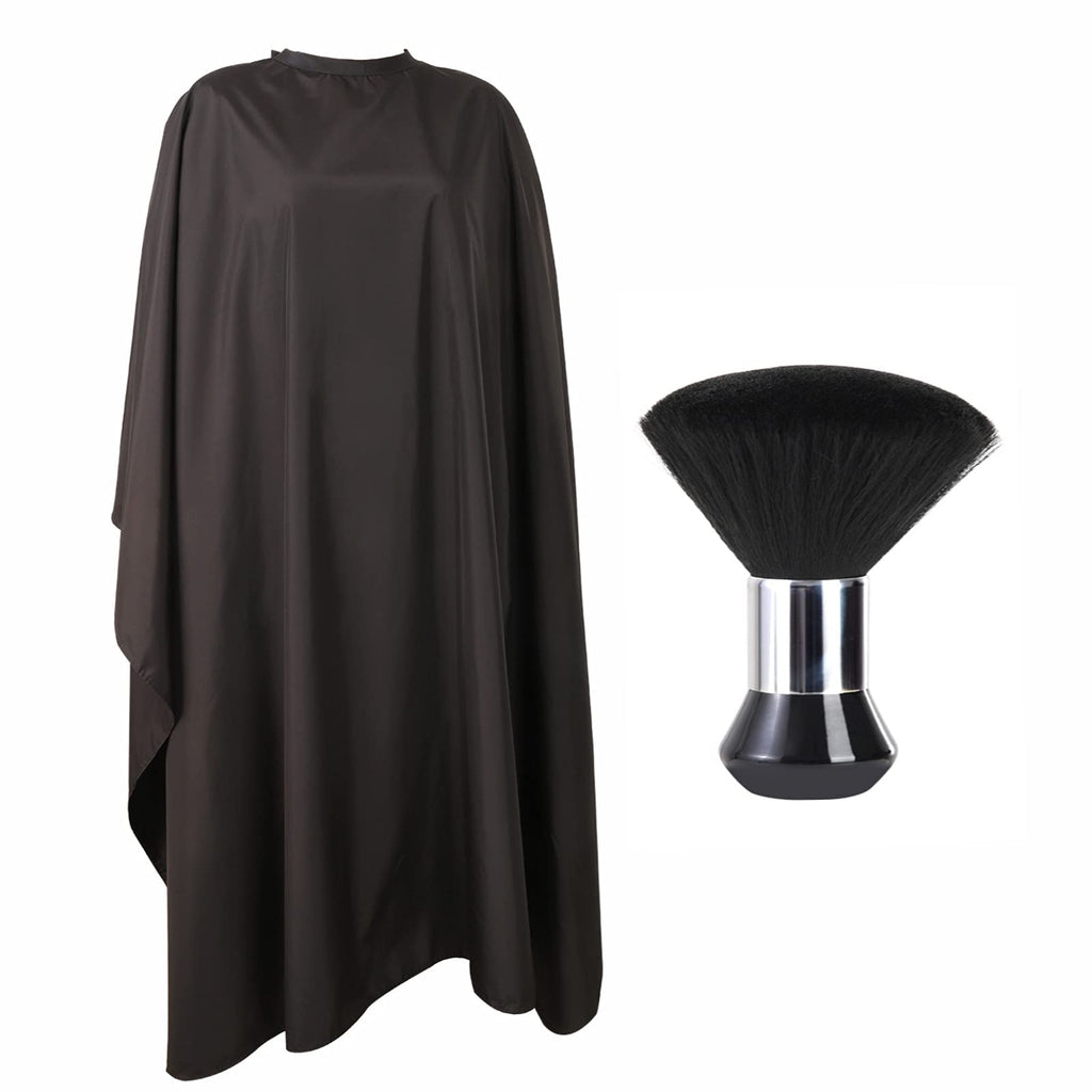 Professional Hair Cutting Cape with Neck Duster Brush, Large Size Salon Barber Cape for Men, Women and Kids(Black)