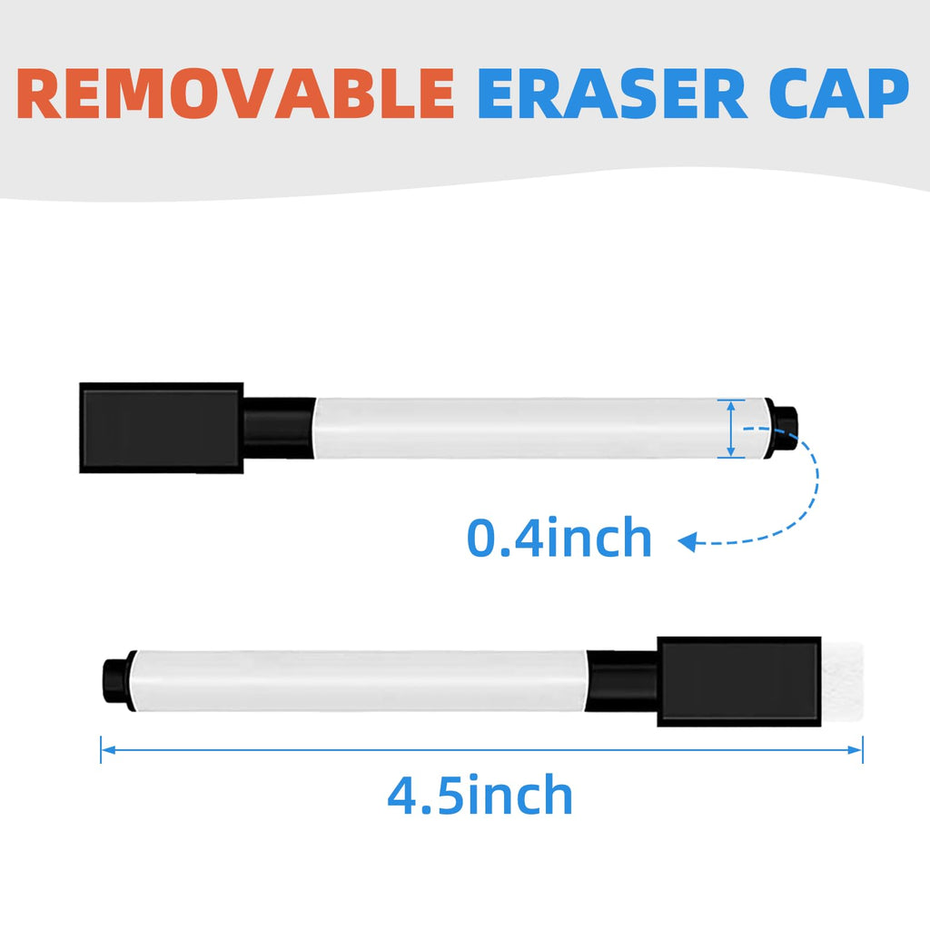 25 Pcs Dry Erase Markers, Fine Point, Magnetic Eraser Cap, Black
