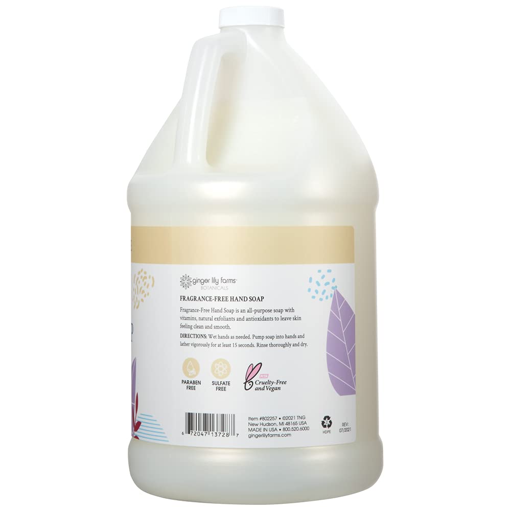 Buy now Ginger Lily Farms Botanicals All-Purpose Liquid Hand Soap Refill, Fragrance Free, 100% Vegan & Cruelty-Free, 1 Gallon at indiglob india