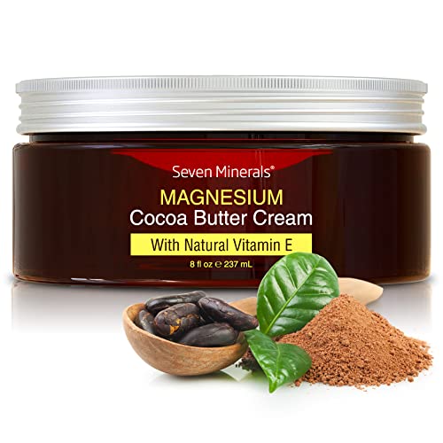 Buy now Seven Minerals, Natural Magnesium Cream for Pain Calm, Leg Cramps, Sleep & Muscle Soreness With Moisturizing Organic Cocoa Butter & Vitamin E - No Harmful Ingredients USA Made Safe for Kids (8 fl oz) at indiglob india