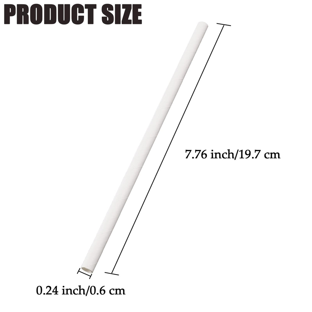 100 Pack Paper Straws White Biodegradable co-Friendly Drinking Bulk for Party Supplies, Bridal/Baby Shower, Birthday, Mixed Drinks, Weddings, Restaurant, Food Service, Drink Stirrer