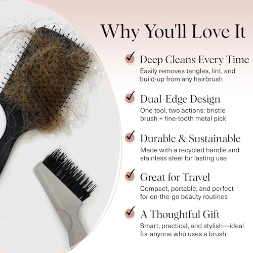 Buy now Kitsch Hair Brush Cleaner Tool | Double-Sided 2-in-1 Brush Cleaner for Hair Brushes & Combs | Eco-Friendly Cleaning Tool with Pick & Bristles, Perfect Gifts for Women | Hair Stylist Essentials at indiglob india
