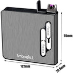 Buy now Full Pack 20 Regular Cigarettes Case Box Automatic Ejection Holder with Dual Arc Lighter USB Rechargeable, Flameless, Windproof,Moisture-Proof,Silver at indiglob india