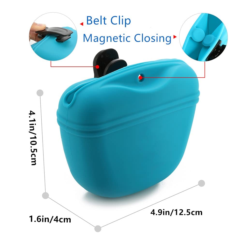 RoyalCare Silicone Dog Treat Pouch-Small Training Bag-Portable Dog Treat Bag for Leash with Magnetic Closure and Waist Clip airtight sealed - 2pieces [US Design Patent]