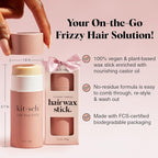 Buy now Kitsch Hair Wax Stick for Women & Men - Anti-Frizz and Fly Away Hair Tamer, No Residue Hair Finishing Stick | All Day Hold Styling Product - 2.7 oz at indiglob india