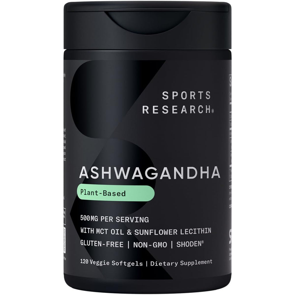Sports Research® Ashwagandha w/Coconut MCT Oil, 120 Softgels | Natural Ayurvedic Adaptogen w/ Shoden® Ashwa for Relaxation, Calm & Sleep Support, 60 Servings