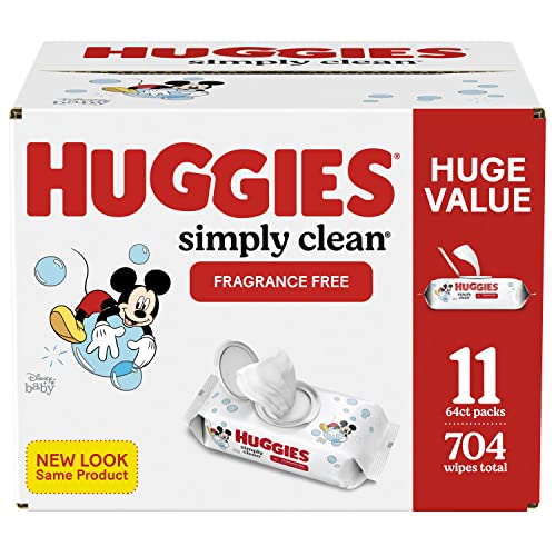Buy now HUGGIES Simply Clean Baby Wipes Flip Lid Packs 704 Wipes Total, White, Unscented, 11 Count at indiglob india