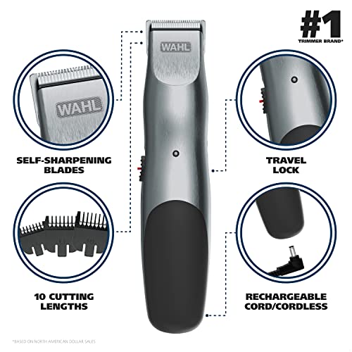 Buy now Wahl Groomsman Corded or Cordless Beard Trimmer for Men - Rechargeable Grooming Kit for Facial Hair - Beard Trimmer & Groomer - Model 9918-6171V at indiglob india