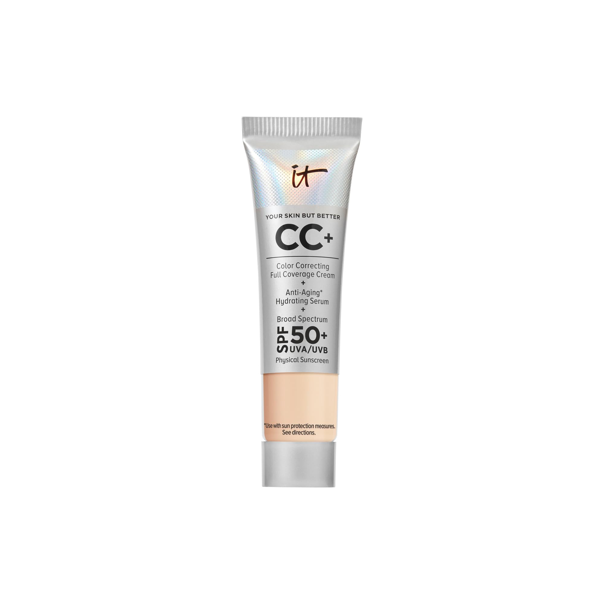 Buy now IT Cosmetics CC+ Cream Travel (Light) - Natural Full Coverage Foundation With SPF 50+, Color Corrector & Anti-Aging Hydrating Serum, Hyaluronic Acid + Peptides, Up To 24H Wear - 0.4 fl oz at indiglob india