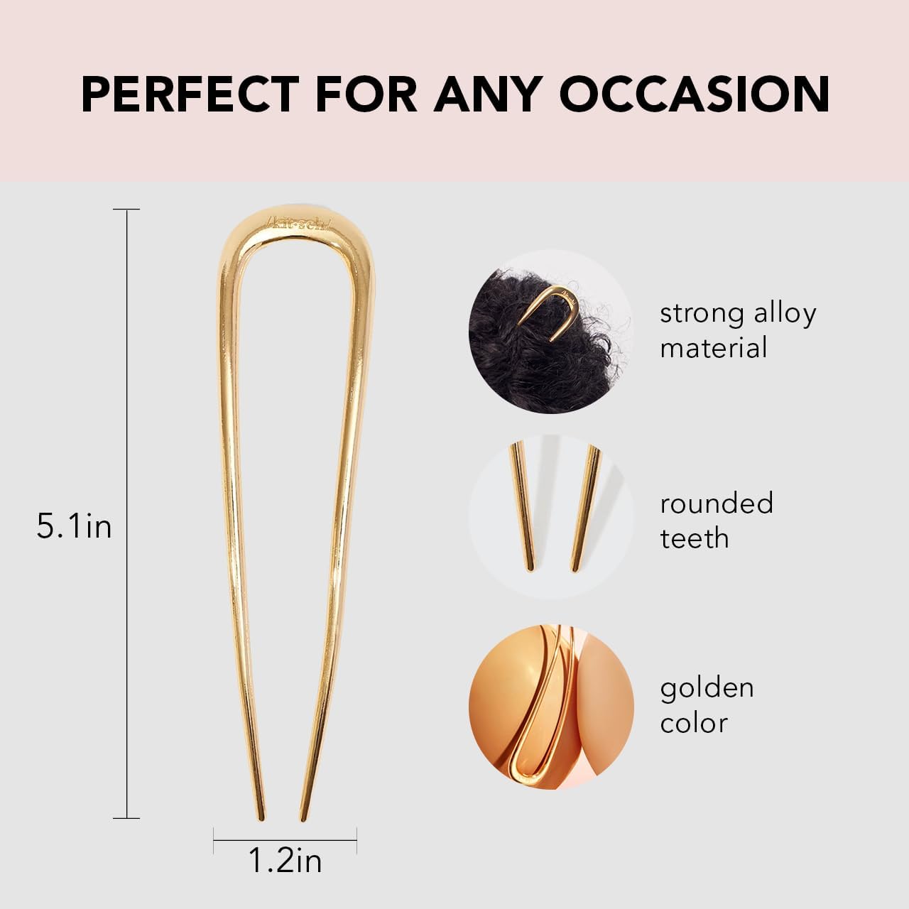 Buy now Kitsch French Hair Pins for Women â€“ Elegant & Durable Metal Hair Fork for Updos, Chignon, Bun & Twist Hairstyles, Secure Hold All Day, Comfortable Fit | Ideal Gifts for Women- Gold, 1pc at indiglob india