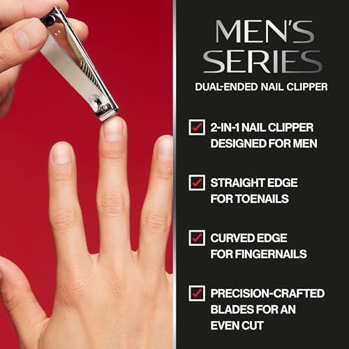 Buy now Revlon Dual-Ended Nail Clipper for Men, Straight and Curved Edges, for Fingernail and Toenail Trimming, Stainless Steel, 1 Count at indiglob india