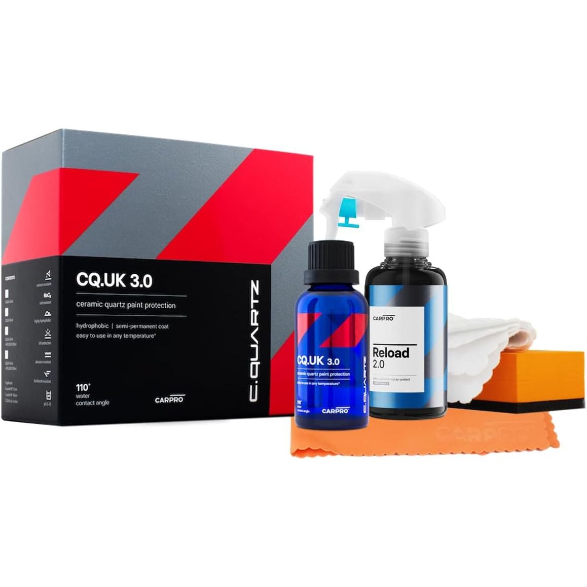 Buy now CARPRO CQUARTZ UK 3.0 - Ceramic Coating for Cars, Quartz Based Nanotechnology, Bonds to Paint, Glass, Metal and Plastic - (50ml Kit w/Reload 2.0) Default at indiglob india