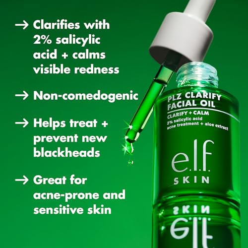 Buy now e.l.f. SKIN PLZ Clarify Facial Oil, Face Oil For Treating & Preventing Acne, Helps Calm Redness, Made with Salicylic Acid, Vegan & Cruelty-Free, 1 oz at indiglob india