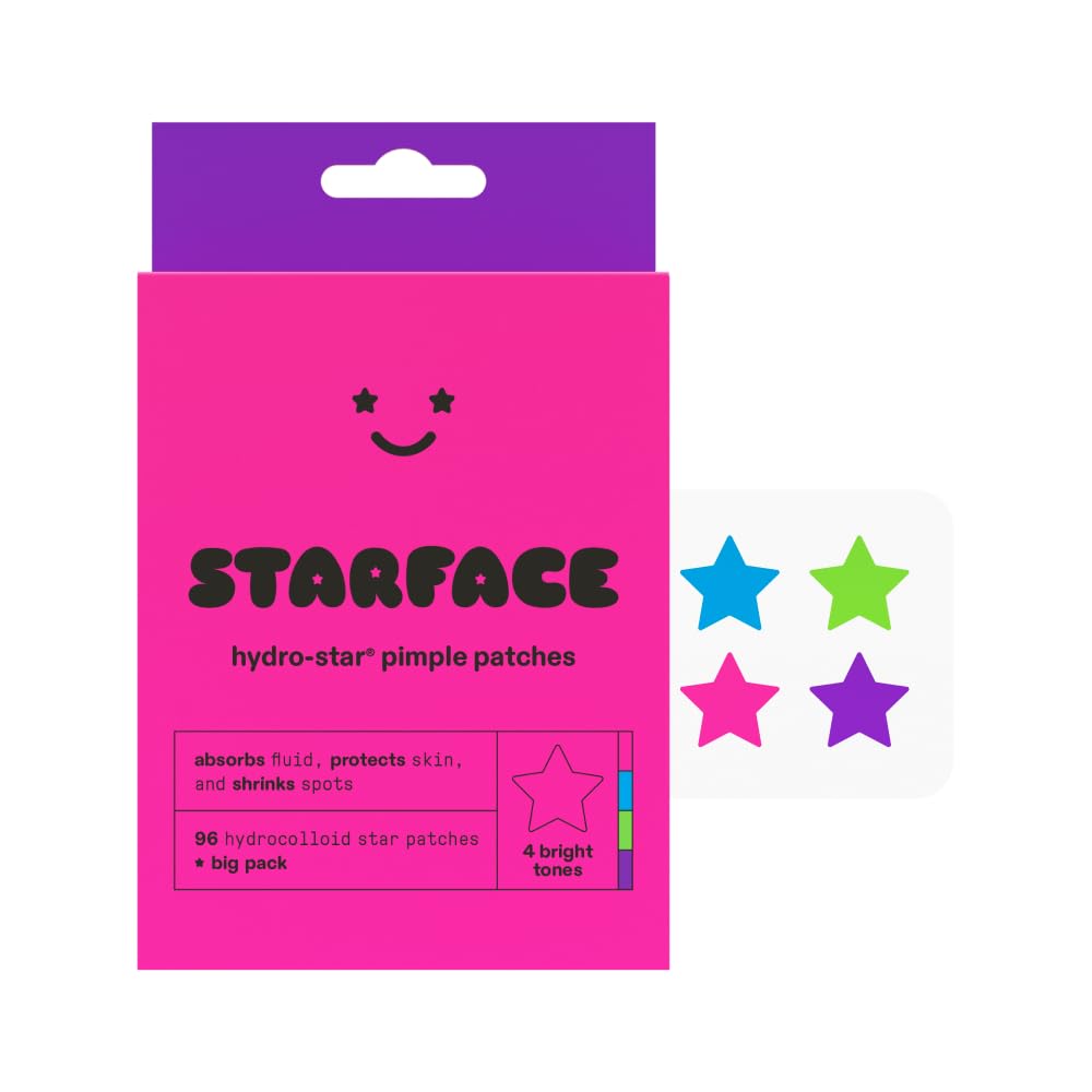 Buy now Starface Party Pack BIG PACK Hydro-Stars, Colorful Hydrocolloid Pimple Patches, Absorb Fluid and Reduce Redness, Cute Star Shape (96 Count) Regular Colorful Hydrocolloid Stars at indiglob india
