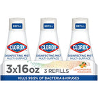 Buy now Clorox Disinfecting Mist, Lemongrass Mandarin, Household Essentials, 3 Refills, 16 Fl Oz Each at indiglob india