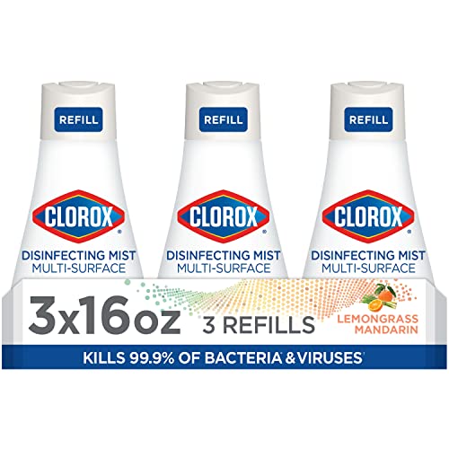 Buy now Clorox Disinfecting Mist, Lemongrass Mandarin, Household Essentials, 3 Refills, 16 Fl Oz Each at indiglob india