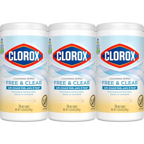 Buy now Clorox Free & Clear Cleaning Wipes, Light Lemon Scent, 75 Count, Pack of 3 (Pack May Vary) at indiglob india