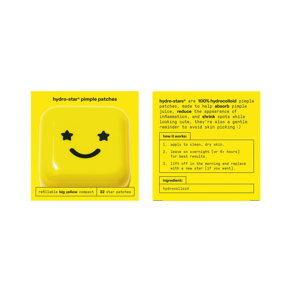 Buy now Starface Hydro-Star Pimple Patches + Big Yellow Compact, Clinically Proven Spot Shrinking in 6 Hours, Absorb Fluid and Reduce Redness, Hydrocolloid, Vegan and Cruelty-Free Skincare (32 Count) at indiglob india