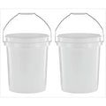 (2 Pack) 5 Gallon Round Utility Bucket, Comfort Handle, Plastic, White