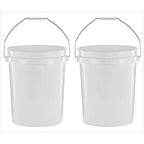 (2 Pack) 5 Gallon Round Utility Bucket, Comfort Handle, Plastic, White