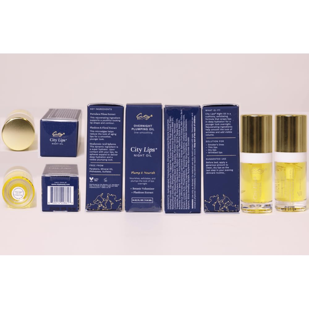 City Beauty City Lips Night Oil, Overnight Lip Plumping Oil 0.23 Fl Oz