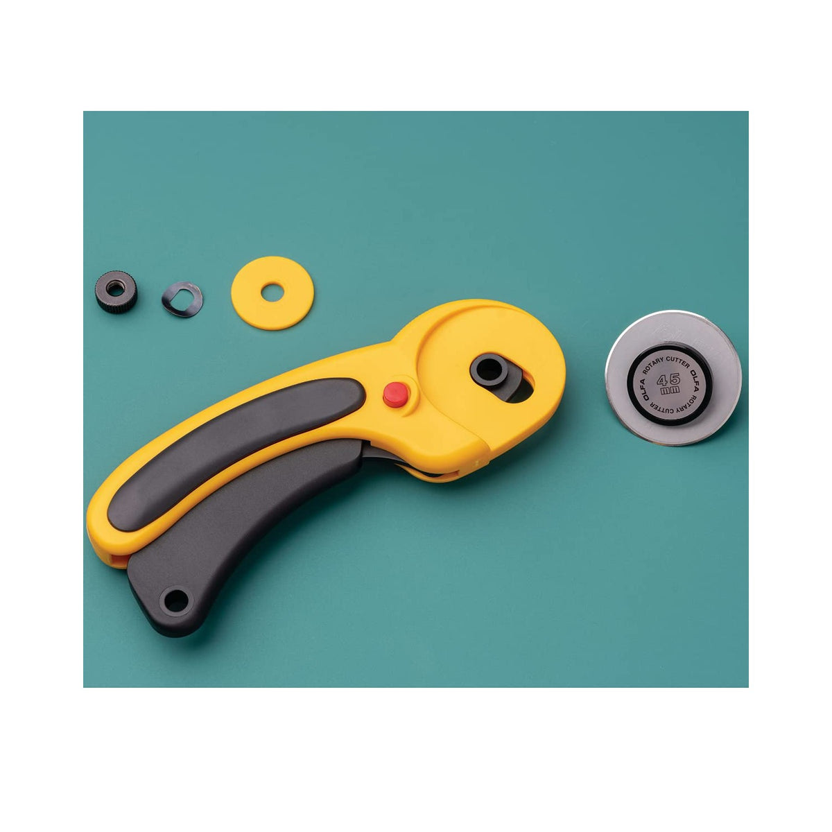 OLFA 45mm Ergonomic Squeeze-Handle Rotary Cutter (RTY-2/DX) - Auto-Retract