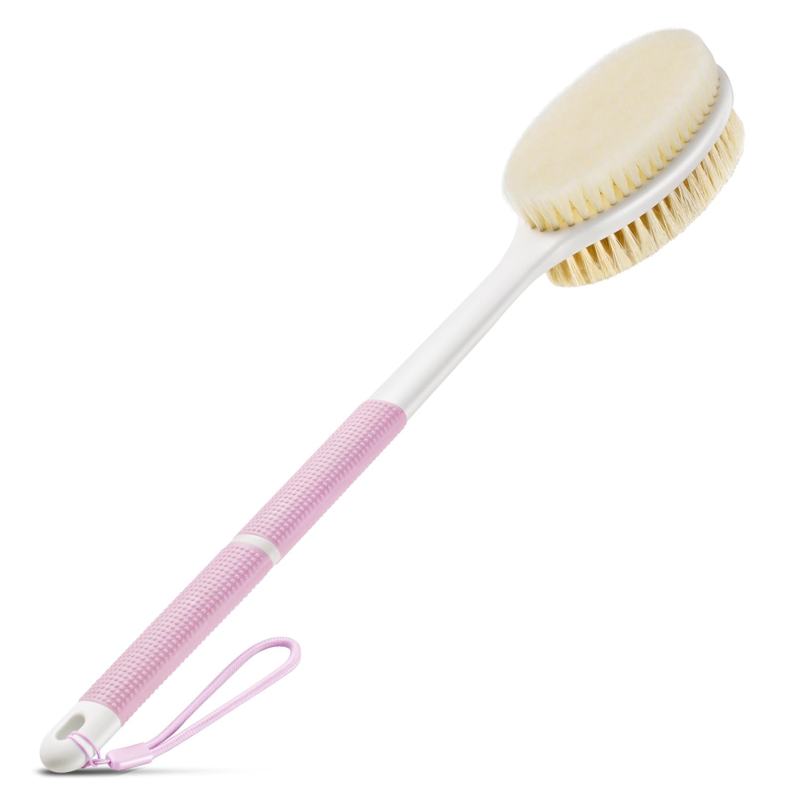 Back Scrubber Anti Slip for Shower, Shower Brush Long Handle with Stiff and Soft Bristles, Body Exfoliator for Bath or Dry Brush(Blue)