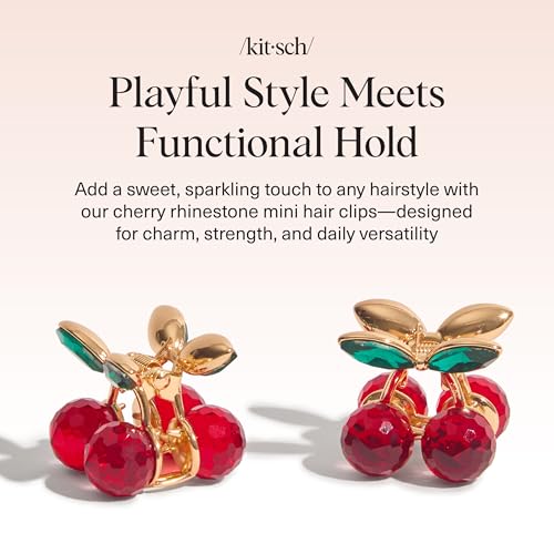 Buy now Kitsch Cherry Small Hair Clips for Women â€“ Rhinestones Small Claw Clips | Electroplated Metal Springs and Anti-Rust Finish | Strong Hold for Updo and Cute Half Up Styles | Ideal Gifts for Women - 2pcs at indiglob india
