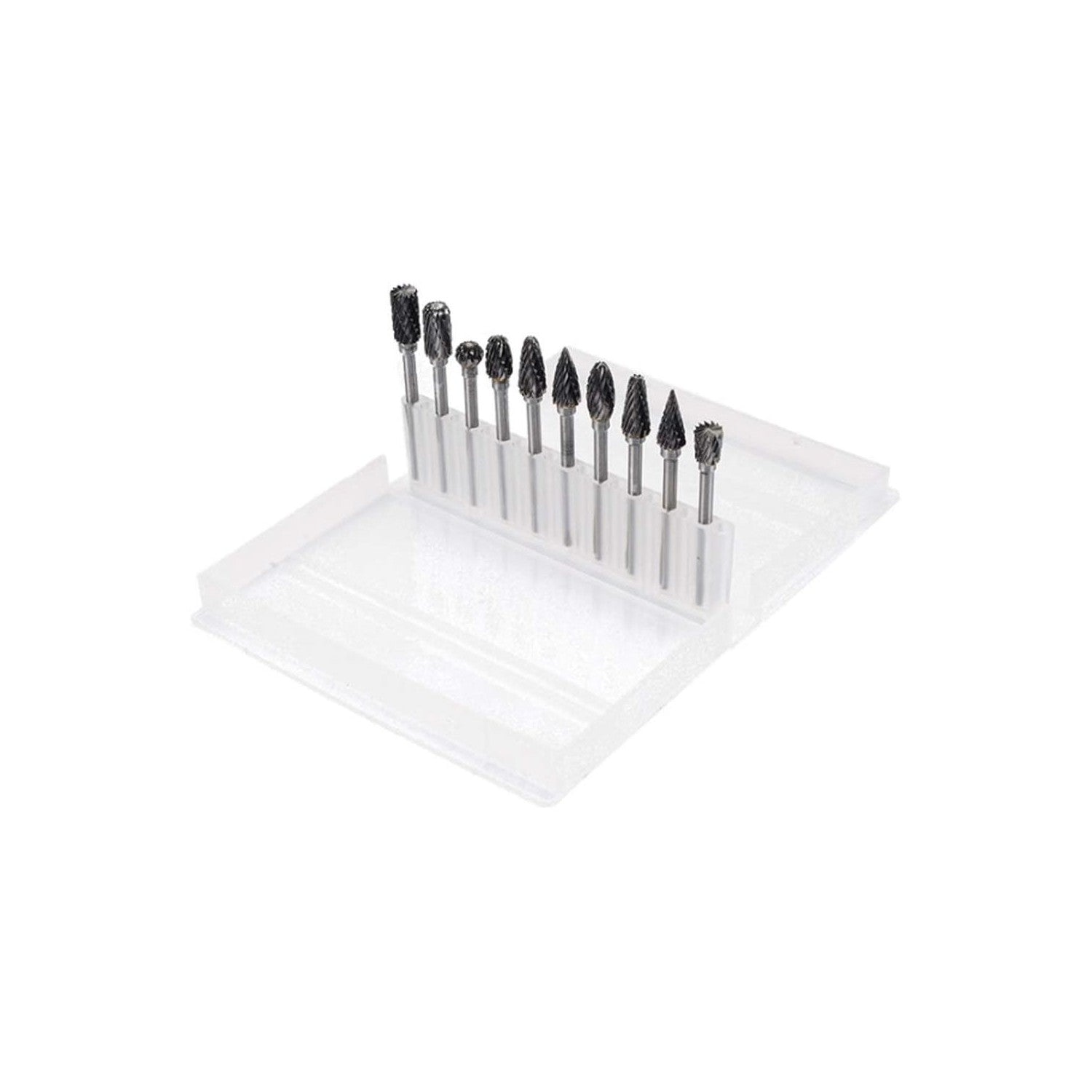 Buy now Double Cut Carbide Rotary Burr Set - 10 Pcs 1/8" Shank, 1/4" Head Length Tungsten Steel for Woodworking,Drilling, Metal Carving, Engraving, Polishing at indiglob india