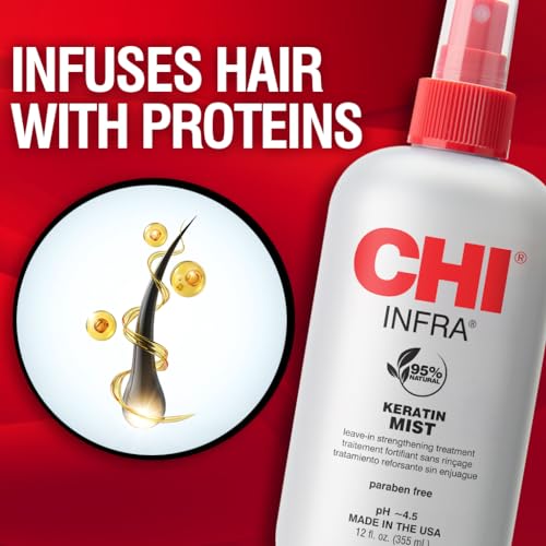 Buy now CHI Keratin Mist, Strengthening Hair Spray For Restoring Softness & Protecting Against Heat Damage, Paraben-free, 12 Oz at indiglob india