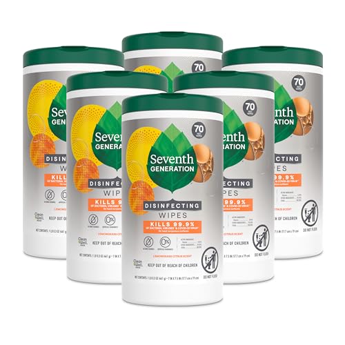 Buy now Seventh Generation Disinfecting Multi Surface Wipes, Botanical Disinfectant, 70 Count, Pack of 6 at indiglob india