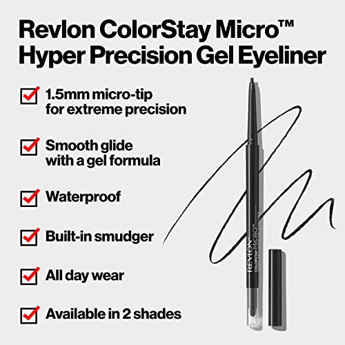 Buy now Revlon Gel Eyeliner, ColorStay Micro Hyper Precision Eye Makeup with Built-in Smudger, Waterproof, Longwearing with Micro Precision Tip, 214 Black, 0.002 oz at indiglob india