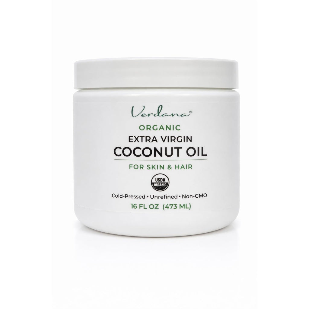 Verdana Organic Coconut Oil for Skin & Hair, Extra Virgin Unrefined Cold Pressed, Rich Moisturizer for Dry Skin & Body, USDA Organic, 16 fl oz Jar