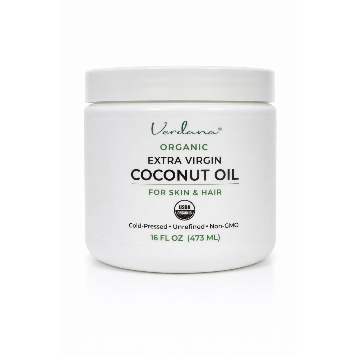 Verdana Organic Coconut Oil for Skin & Hair, Extra Virgin Unrefined Cold Pressed, Rich Moisturizer for Dry Skin & Body, USDA Organic, 16 fl oz Jar