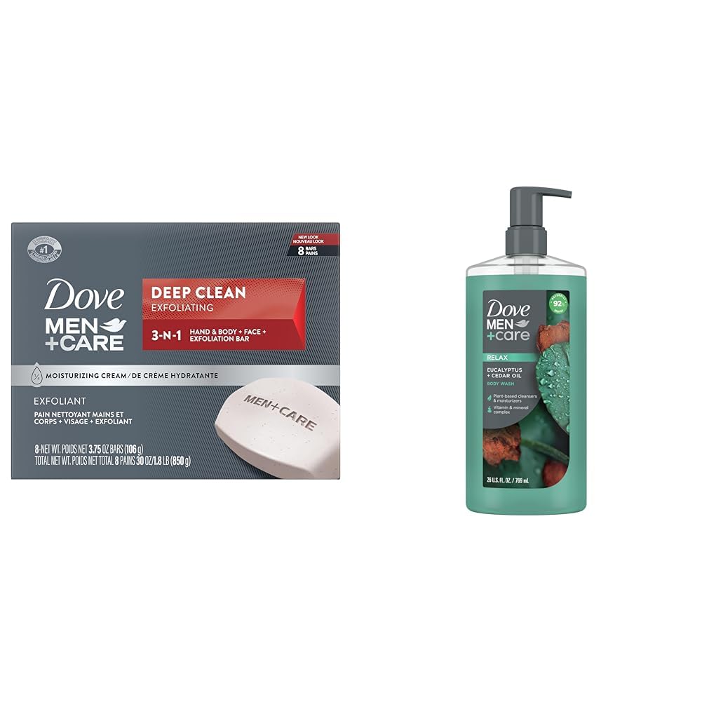 Buy now Dove Men+Care Body Soap and Face Bar More Moisturizing Than Bar Soap Deep Clean Effectively Washes Away Bacteria, Nourishes Your Skin 3.75 Ounce (Pack of 6) 3.75 Ounce (Pack of 8) Body Soap + Eucalyptus at indiglob india