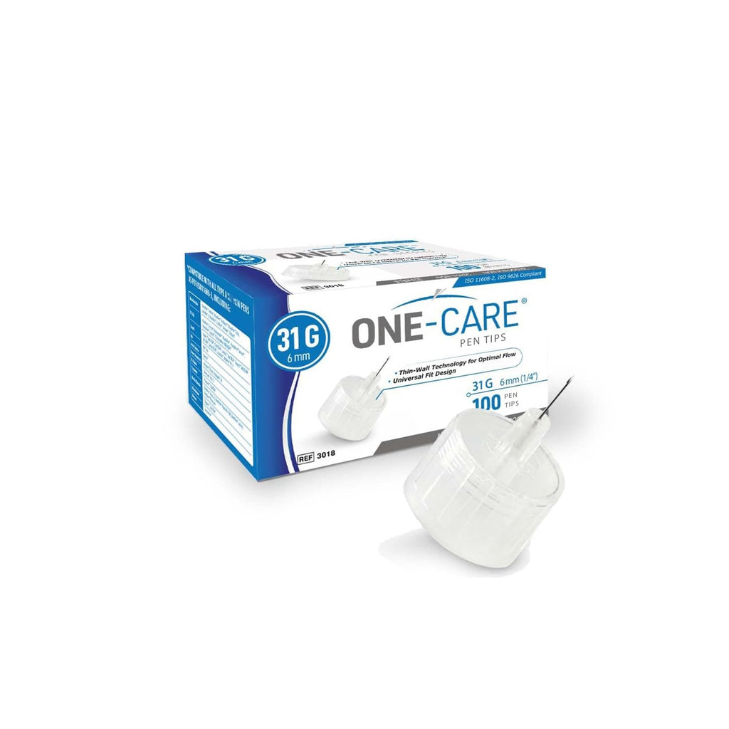 ONE-CARE Pen Tips, 31G x 6mm, Ultra-Fine, Twist-On Design, 100 Count