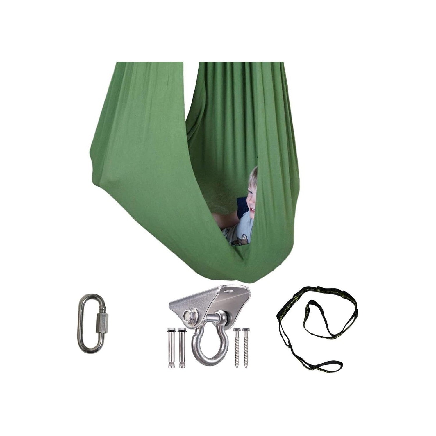 Buy now Sensory Swing for Kids Indoor Outdoor Green | Therapy Tool for Special Needs Snuggle Cuddle Hammock Swing | for Children with Autism, ADHD, Aspergers, Sensory Integration - by Sensory4u Default at indiglob india