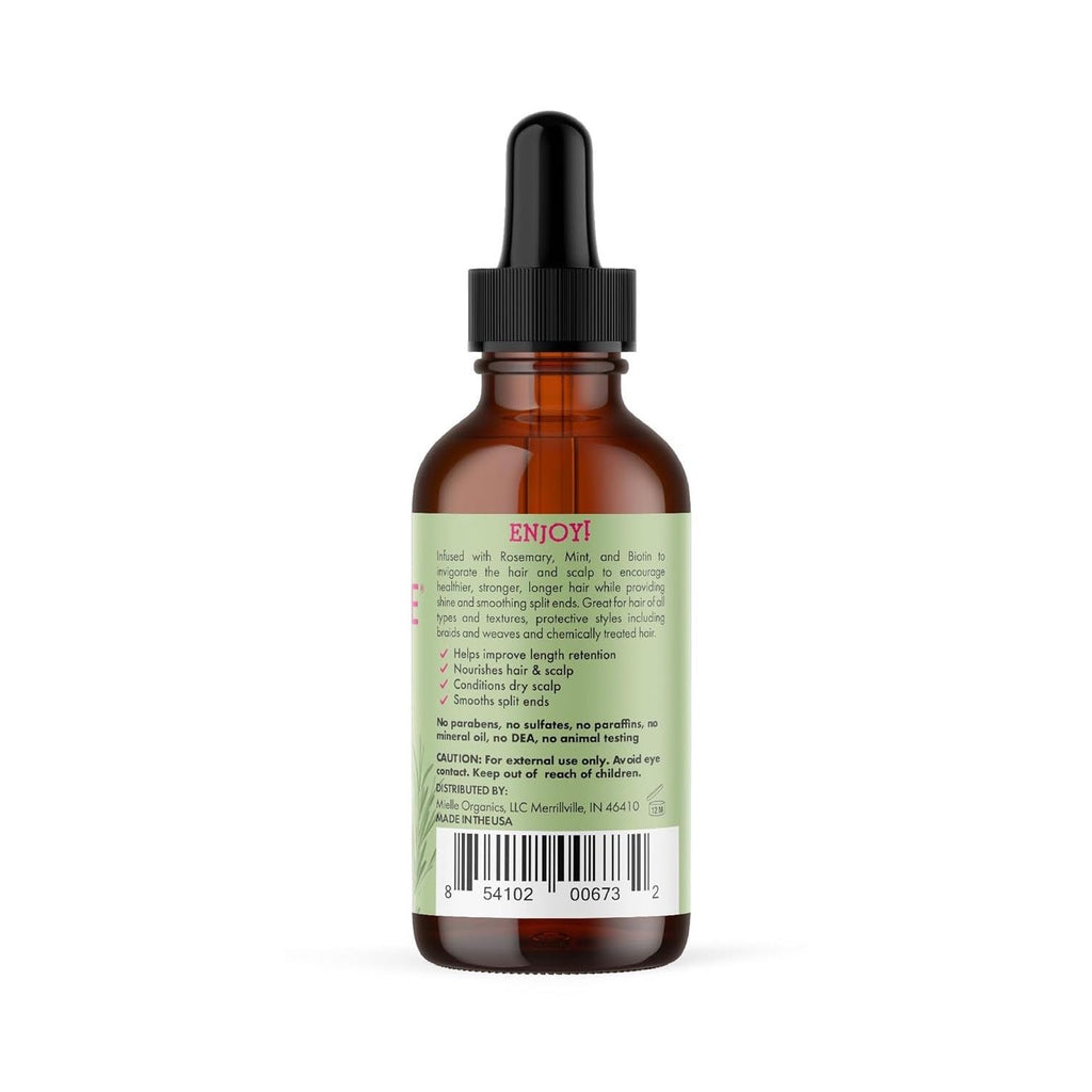 Mielle Organics Rosemary & Mint Hair Oil - Strengthening Biotin Oil Infused Frizzy & Damaged Hair Care - Split Ends & Dry Scalp Treatment to Support Longer, Healthier Strands, 2 Ounce