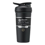 Buy now BlenderBottle Strada Shaker Cup Insulated Stainless Steel Water Bottle with Wire Whisk, 24-Ounce, Black Flip Black at indiglob india